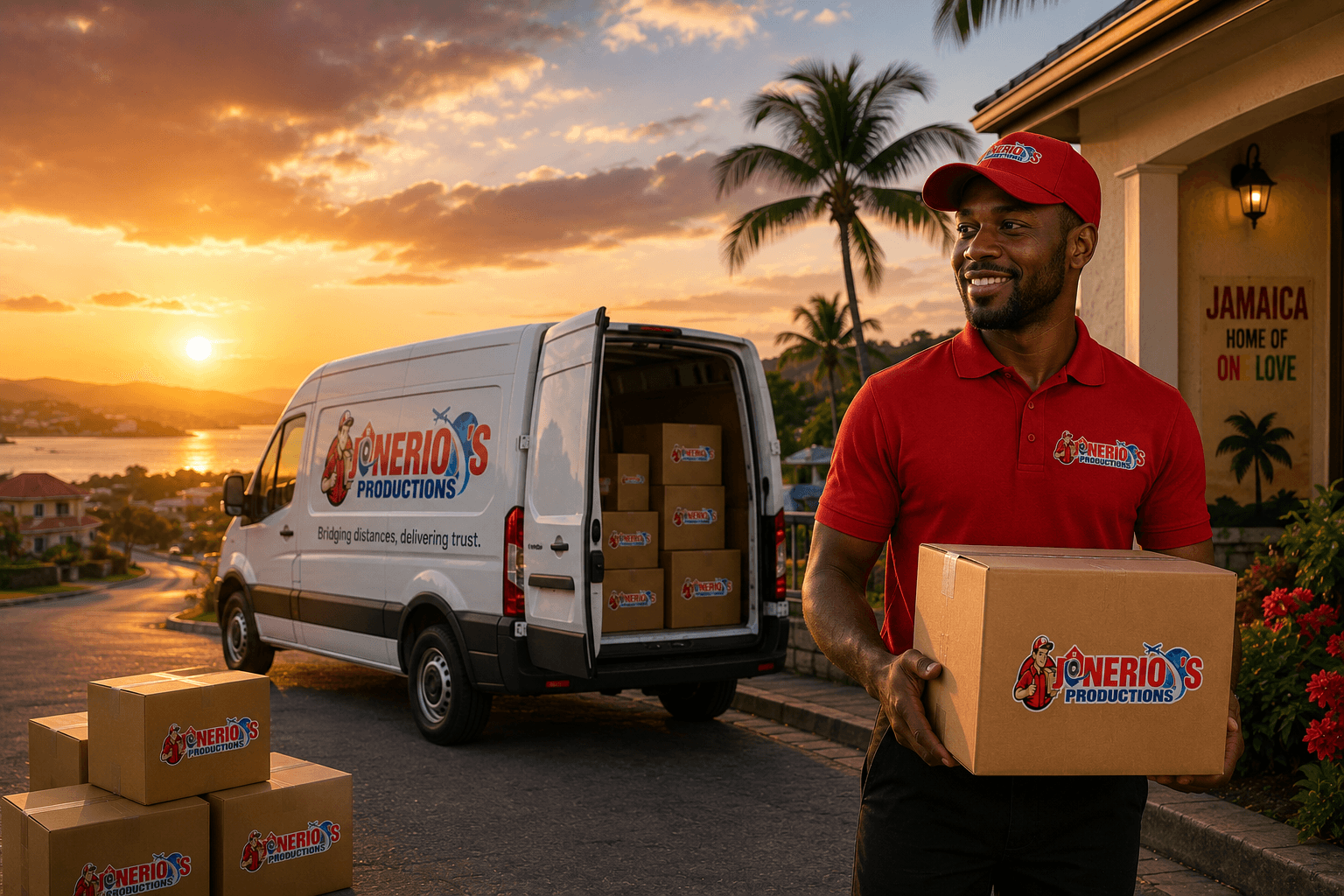 Janerio's courier delivering packages in Jamaica